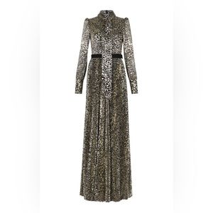 SOLD* REBECCA VALLANCE Vienna Metallic Pleated Gown
